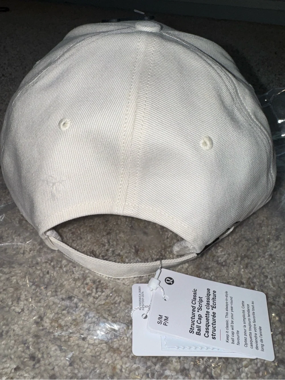 Lululemon Script Logo Baseball Cap Cream Blue Adjustable Hat Unisex